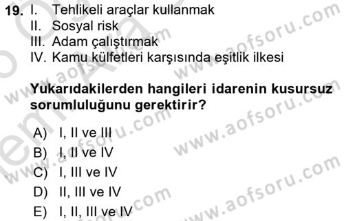Kamu Personel Hukuku Dersi 2025 - 2026 Yılı (Vize) Ara Sınav Soruları 19. Soru