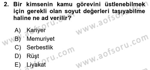 Kamu Personel Hukuku Dersi 2025 - 2026 Yılı (Vize) Ara Sınav Soruları 2. Soru