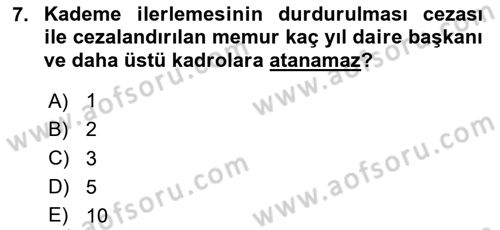 Kamu Personel Hukuku Dersi 2025 - 2026 Yılı (Final) Dönem Sonu Sınav Soruları 7. Soru