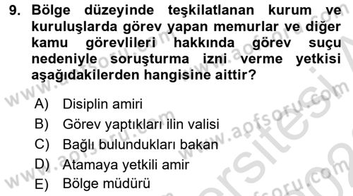 Kamu Personel Hukuku Dersi 2025 - 2026 Yılı (Final) Dönem Sonu Sınav Soruları 9. Soru