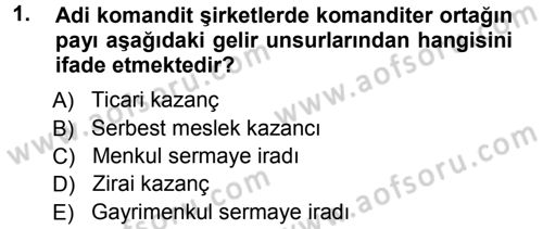 Özel Vergi Hukuku 1 Dersi 2012 - 2013 Yılı (Vize) Ara Sınav Soruları 1. Soru
