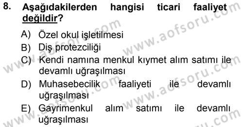 Özel Vergi Hukuku 1 Dersi 2012 - 2013 Yılı (Vize) Ara Sınav Soruları 8. Soru