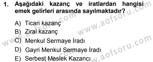 Özel Vergi Hukuku 1 Dersi 2012 - 2013 Yılı (Final) Dönem Sonu Sınav Soruları 1. Soru