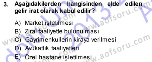 Özel Vergi Hukuku 1 Dersi 2013 - 2014 Yılı (Vize) Ara Sınav Soruları 3. Soru