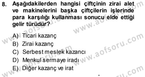 Özel Vergi Hukuku 1 Dersi 2013 - 2014 Yılı (Vize) Ara Sınav Soruları 8. Soru