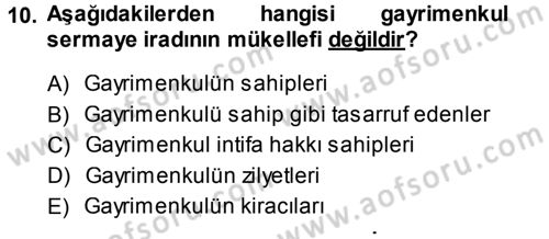 Özel Vergi Hukuku 1 Dersi 2013 - 2014 Yılı Tek Ders Sınav Soruları 10. Soru