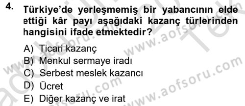 Özel Vergi Hukuku 1 Dersi 2013 - 2014 Yılı Tek Ders Sınav Soruları 4. Soru
