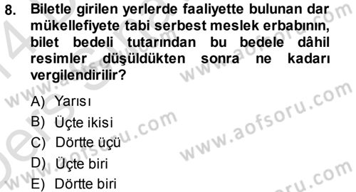 Özel Vergi Hukuku 1 Dersi 2013 - 2014 Yılı Tek Ders Sınav Soruları 8. Soru