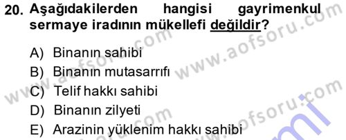 Özel Vergi Hukuku 1 Dersi 2014 - 2015 Yılı (Vize) Ara Sınav Soruları 20. Soru