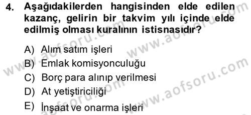 Özel Vergi Hukuku 1 Dersi 2014 - 2015 Yılı (Vize) Ara Sınav Soruları 4. Soru