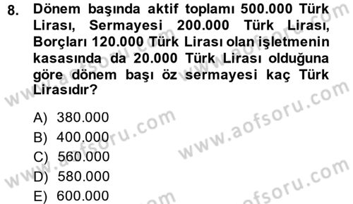 Özel Vergi Hukuku 1 Dersi 2014 - 2015 Yılı (Vize) Ara Sınav Soruları 8. Soru