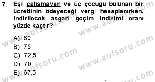 Özel Vergi Hukuku 1 Dersi 2014 - 2015 Yılı Tek Ders Sınav Soruları 7. Soru