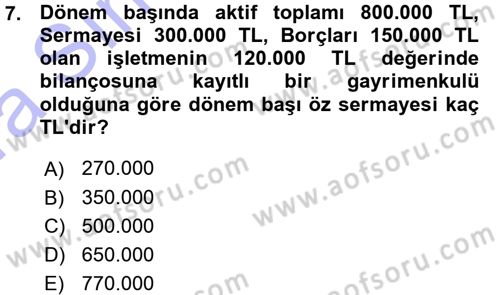 Özel Vergi Hukuku 1 Dersi 2015 - 2016 Yılı (Vize) Ara Sınav Soruları 7. Soru