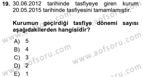 Özel Vergi Hukuku 1 Dersi 2015 - 2016 Yılı (Final) Dönem Sonu Sınav Soruları 19. Soru