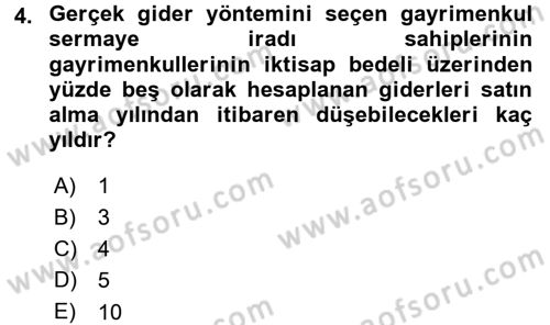 Özel Vergi Hukuku 1 Dersi 2015 - 2016 Yılı (Final) Dönem Sonu Sınav Soruları 4. Soru