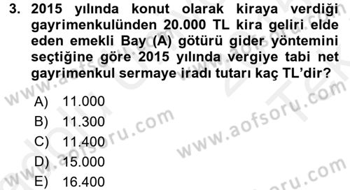 Özel Vergi Hukuku 1 Dersi 2015 - 2016 Yılı Tek Ders Sınav Soruları 3. Soru