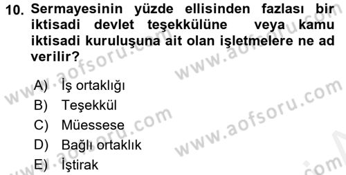 Özel Vergi Hukuku 1 Dersi 2016 - 2017 Yılı (Final) Dönem Sonu Sınav Soruları 10. Soru