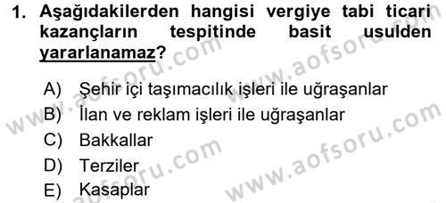 Özel Vergi Hukuku 1 Dersi 2017 - 2018 Yılı 3 Ders Sınav Soruları 1. Soru