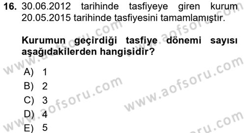 Özel Vergi Hukuku 1 Dersi 2017 - 2018 Yılı 3 Ders Sınav Soruları 16. Soru
