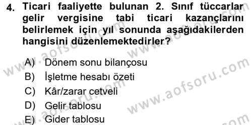 Özel Vergi Hukuku 1 Dersi 2017 - 2018 Yılı (Vize) Ara Sınav Soruları 4. Soru