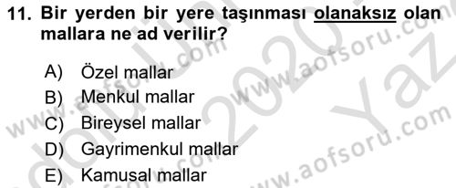 Özel Vergi Hukuku 1 Dersi 2020 - 2021 Yılı Yaz Okulu Sınav Soruları 11. Soru