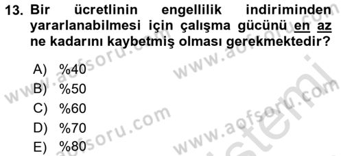 Özel Vergi Hukuku 1 Dersi Ara Sınavı Deneme Sınav Soruları 13. Soru