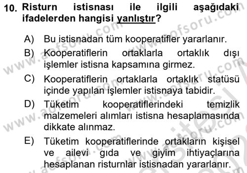 Özel Vergi Hukuku 1 Dersi 2021 - 2022 Yılı (Final) Dönem Sonu Sınav Soruları 10. Soru