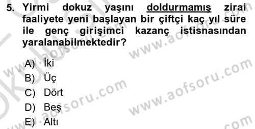 Özel Vergi Hukuku 1 Dersi 2021 - 2022 Yılı Yaz Okulu Sınav Soruları 5. Soru