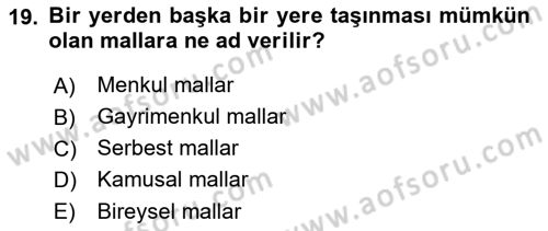 Özel Vergi Hukuku 1 Dersi Ara Sınavı Deneme Sınav Soruları 19. Soru