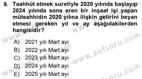 Özel Vergi Hukuku 1 Dersi 2022 - 2023 Yılı (Vize) Ara Sınav Soruları 9. Soru