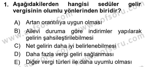 Özel Vergi Hukuku 1 Dersi 2023 - 2024 Yılı (Final) Dönem Sonu Sınav Soruları 1. Soru