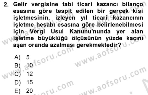 Özel Vergi Hukuku 1 Dersi 2023 - 2024 Yılı (Final) Dönem Sonu Sınav Soruları 2. Soru