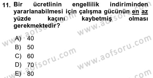 Özel Vergi Hukuku 1 Dersi 2024 - 2025 Yılı (Vize) Ara Sınav Soruları 11. Soru