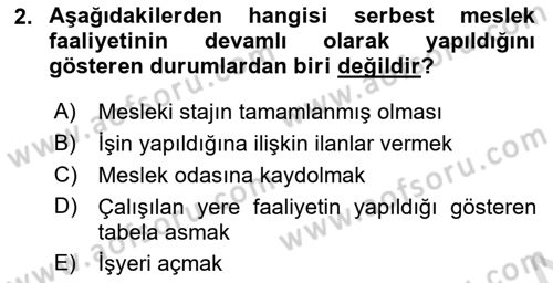 Özel Vergi Hukuku 1 Dersi 2024 - 2025 Yılı (Final) Dönem Sonu Sınav Soruları 2. Soru
