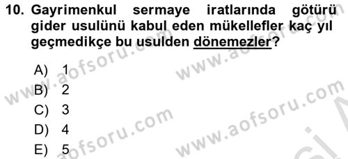 Özel Vergi Hukuku 1 Dersi 2024 - 2025 Yılı Yaz Okulu Sınav Soruları 10. Soru