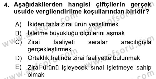 Özel Vergi Hukuku 1 Dersi 2024 - 2025 Yılı Yaz Okulu Sınav Soruları 4. Soru
