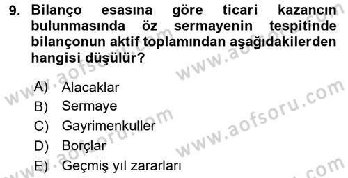Özel Vergi Hukuku 1 Dersi 2025 - 2026 Yılı (Vize) Ara Sınav Soruları 9. Soru