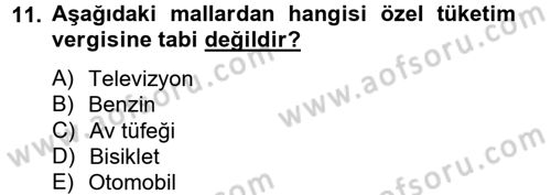 Özel Vergi Hukuku 2 Dersi 2012 - 2013 Yılı (Vize) Ara Sınav Soruları 11. Soru