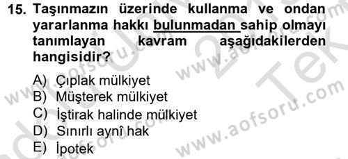 Özel Vergi Hukuku 2 Dersi 2013 - 2014 Yılı Tek Ders Sınavı 15. Soru