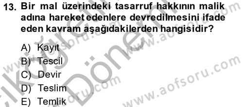 Özel Vergi Hukuku 2 Dersi 2014 - 2015 Yılı (Vize) Ara Sınav Soruları 13. Soru