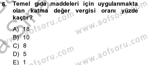 Özel Vergi Hukuku 2 Dersi 2014 - 2015 Yılı (Vize) Ara Sınavı 6. Soru