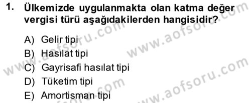 Özel Vergi Hukuku 2 Dersi 2014 - 2015 Yılı (Final) Dönem Sonu Sınav Soruları 1. Soru