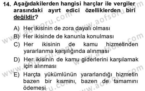 Özel Vergi Hukuku 2 Dersi 2014 - 2015 Yılı (Final) Dönem Sonu Sınav Soruları 14. Soru