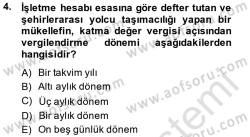 Özel Vergi Hukuku 2 Dersi 2014 - 2015 Yılı Tek Ders Sınav Soruları 4. Soru
