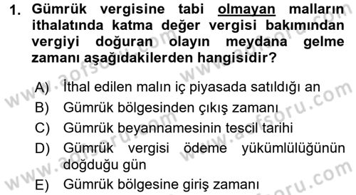 Özel Vergi Hukuku 2 Dersi 2015 - 2016 Yılı (Vize) Ara Sınav Soruları 1. Soru