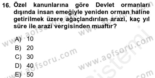 Özel Vergi Hukuku 2 Dersi 2015 - 2016 Yılı (Vize) Ara Sınav Soruları 16. Soru
