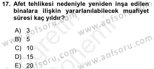 Özel Vergi Hukuku 2 Dersi 2015 - 2016 Yılı (Vize) Ara Sınav Soruları 17. Soru