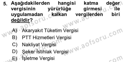 Özel Vergi Hukuku 2 Dersi 2015 - 2016 Yılı (Vize) Ara Sınav Soruları 5. Soru