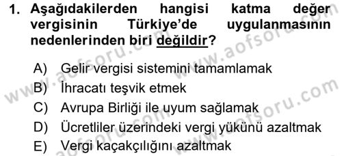 Özel Vergi Hukuku 2 Dersi 2015 - 2016 Yılı Tek Ders Sınav Soruları 1. Soru
