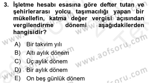 Özel Vergi Hukuku 2 Dersi 2015 - 2016 Yılı Tek Ders Sınav Soruları 3. Soru